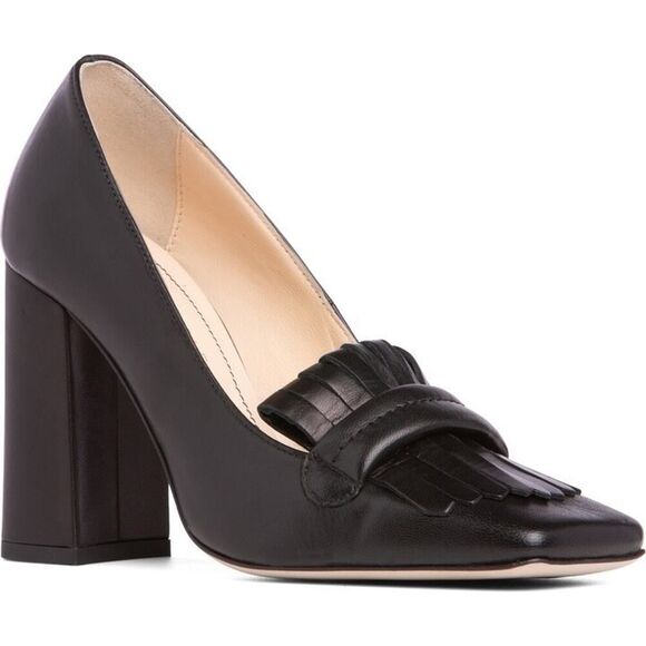 NEW Beautiisoles Made in Italy Women's Loretta Black Leather Fringe Pumps 8 - Picture 1 of 10